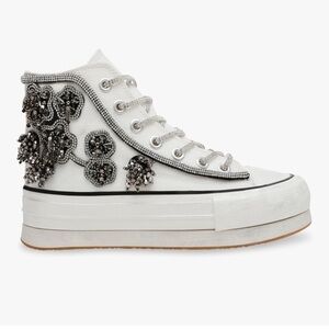 STEVE MADDEN MISTIC RHINESTONE FLOWER HIGH TOP PLATFORM Sneakers Wmns US Sz 8.5